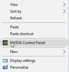 Right click on your Windows desktop to locate the NVidia Control Panel