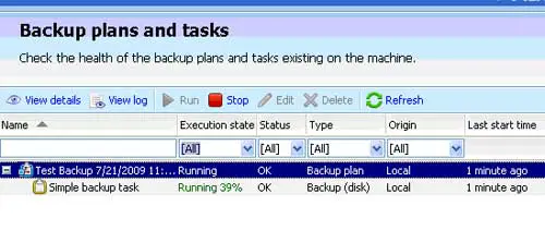 Backup Plans and Tasks