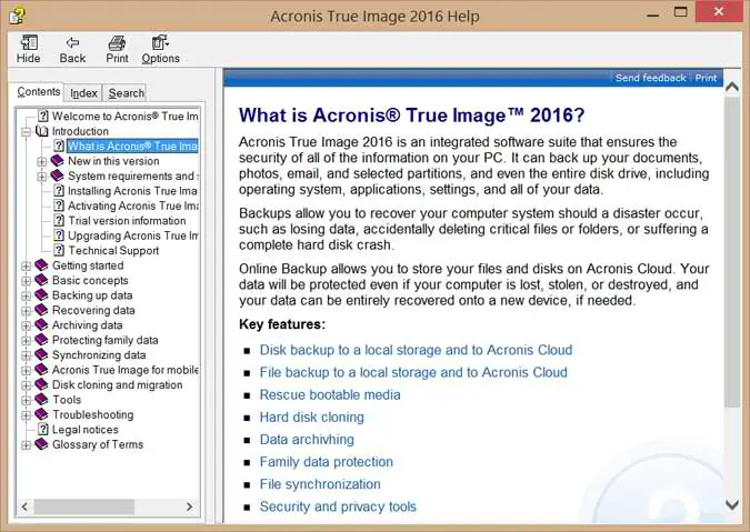 acronis true image trial features