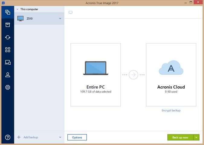 acronis true image network drive credientals