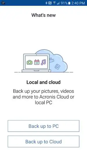Choose to back device up to PC or Cloud