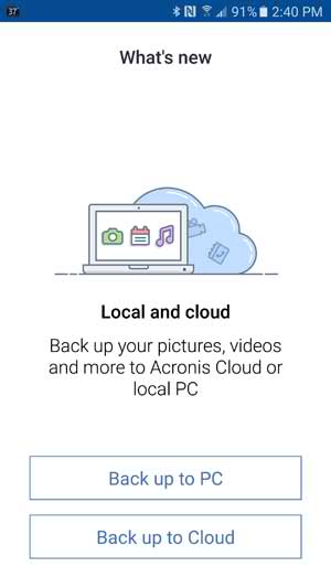 Choose to back device up to PC or Cloud