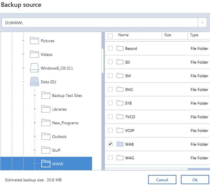 Select Backup Source