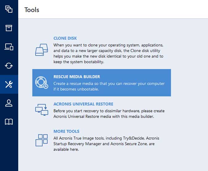 acronis true image boot stick