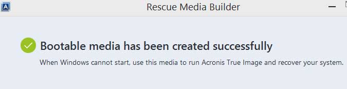 Bootable Media has been created successfully