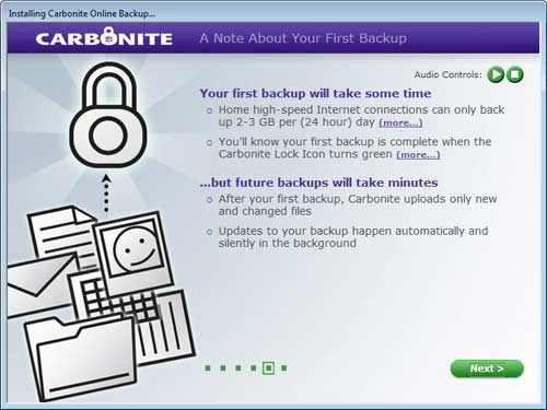 A Note About the First Carbonite Online Back Up