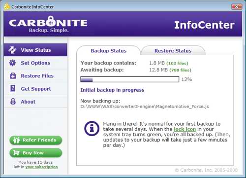 retrieving old carbonite backups