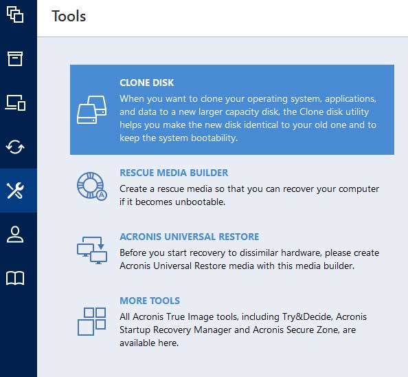 acronis true image clone windows 10