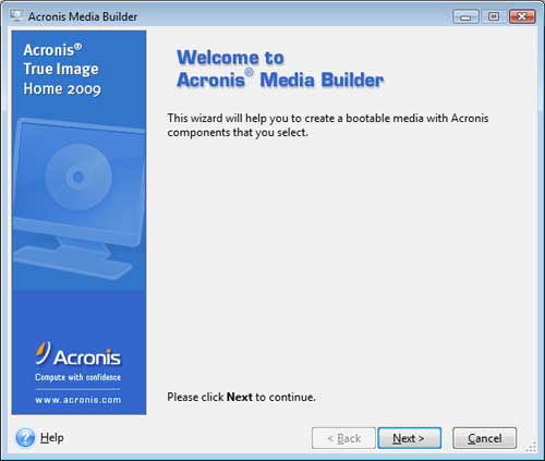 acronis true image bootable media builder