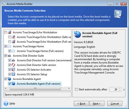 how to make acronis true image bootable cd