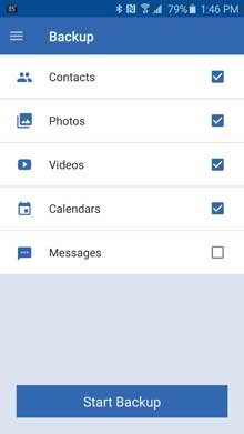 Acronis mobile app backup interface