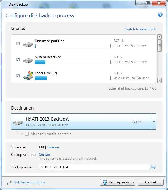 Configure the Disk Backup Process