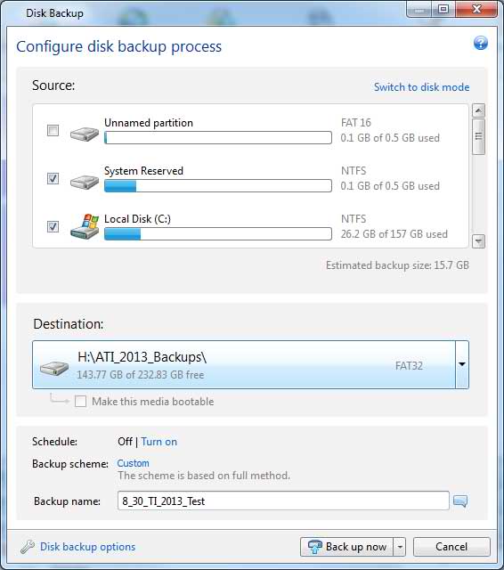 Configure the Disk Backup Process