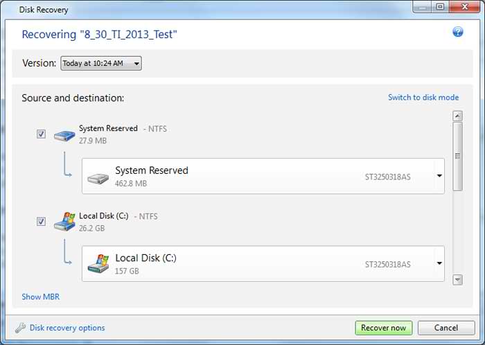 Recover backups with True Image 2013