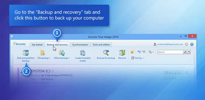 The Backup and Recovery Tab