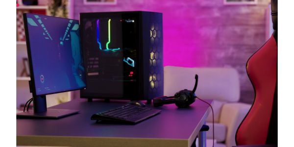 30736178 Pc unit with colorful neon lighst for online gaming