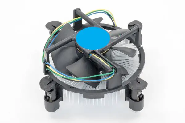 32526784 Computer processor cooling fan on a heatsink