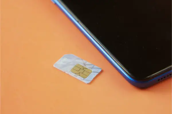 45101880 A sim card for a smart phone on table