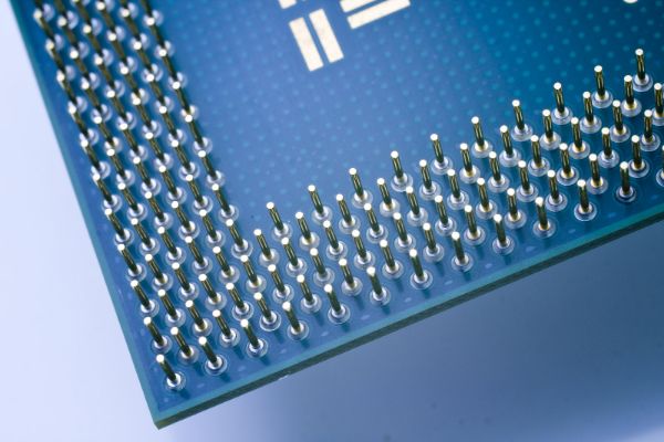 cpu with pins isolated dark background