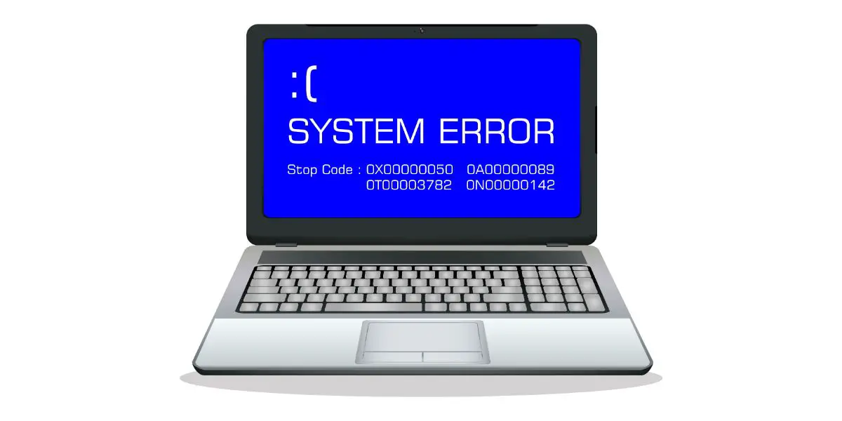 AdobeStock_115140045 laptop with error screen vector concept