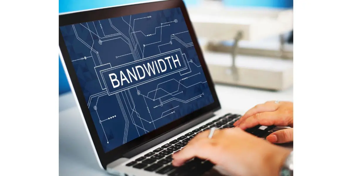 AdobeStock_132224717 Bandwidth Internet Online Connection Technology Concept on laptop screen
