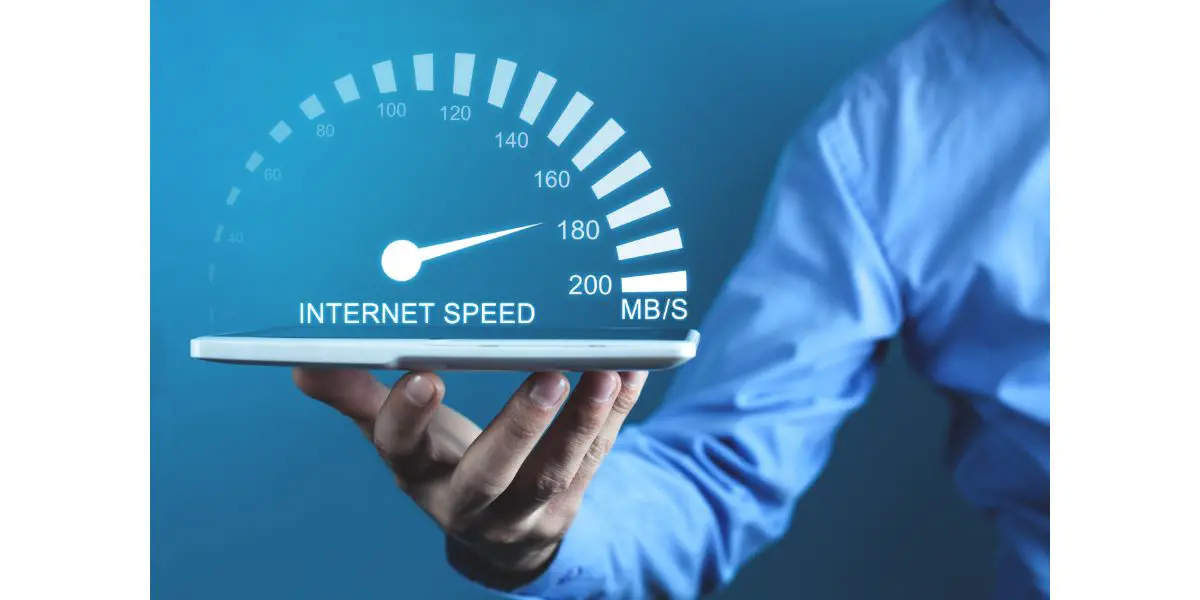 AdobeStock_232288812 Internet speed measurement. Internet and technology concept