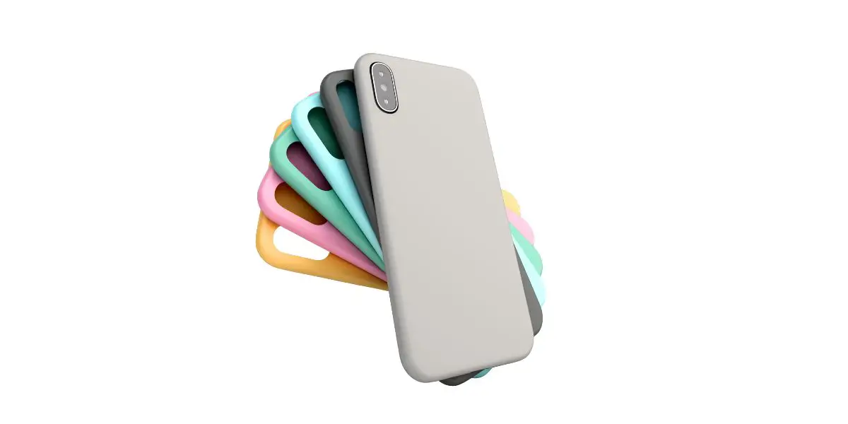 AdobeStock_368094934 multicolored phone cases presentation for showcase 3d render on white no shadow