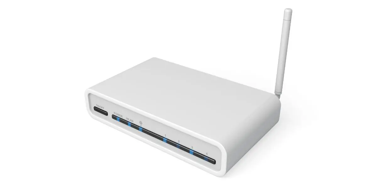 AdobeStock_44070079 old white wifi router on white background