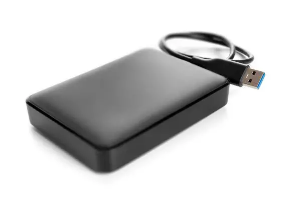 An image of an external hard drive isolated