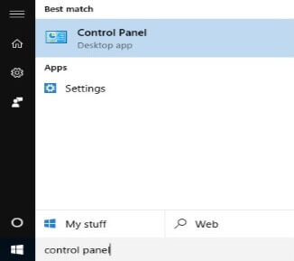 How to open the Windows control panel using the start menu