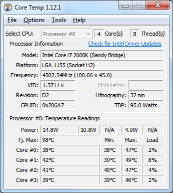 Core Temp screenshot