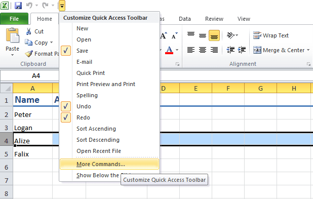 excel 2016 quick access toolbar make smaller