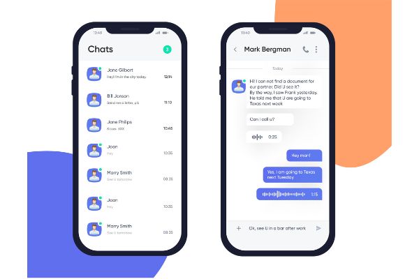 Depositphotos_196016072_S Mobile UI UX Design Concept. Trendy Chatbot Application with Dialogue window. Chat Box. Sms Messenger Application