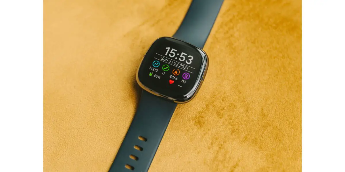 Depositphotos_454480104_L Closeup view of new Fitbit Sense smartwatch, isolated on yellow background