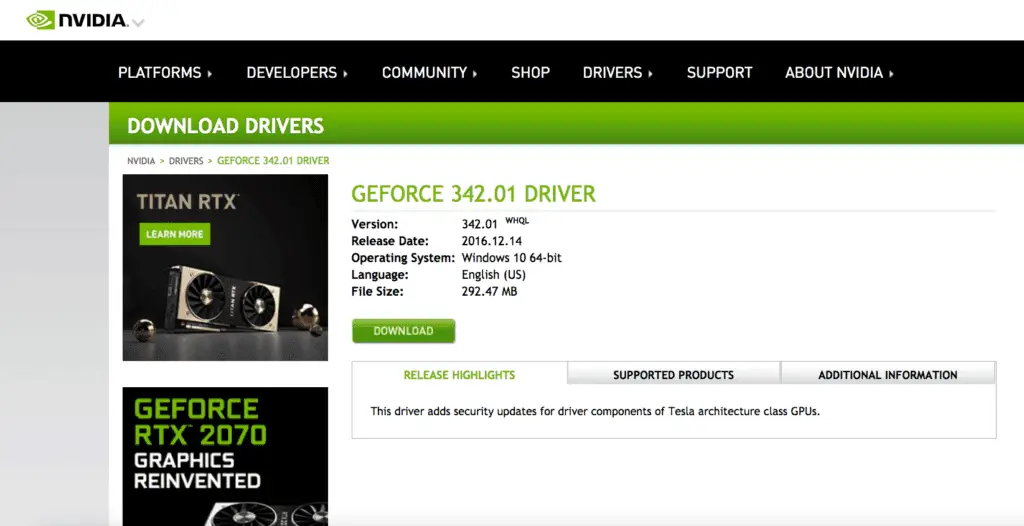 GEFORECE 342.01 Driver