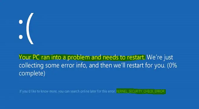 Kernel Security Check Failure BSOD Error