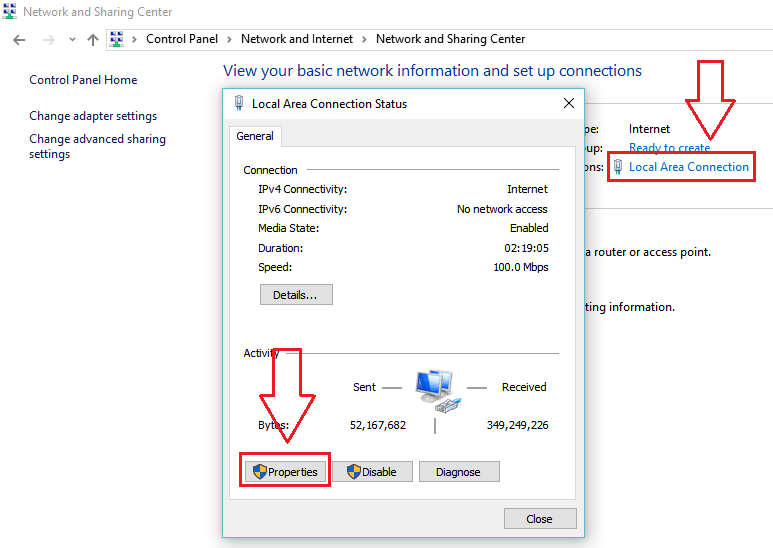 Local Area Connection Properties