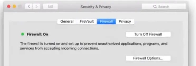 Mac firewall screenshot