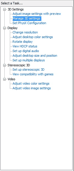 how to manage 3d settings nvidia