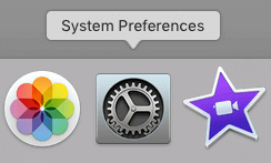 Preferências do Sistema na barra de ferramentas do Mac OS