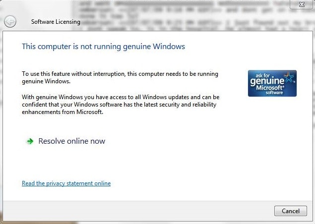 This copy of Windows is not genuine