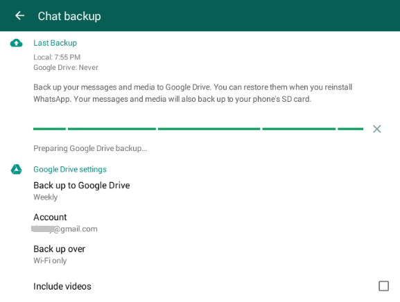 Back up WhatsApp to Google Drive