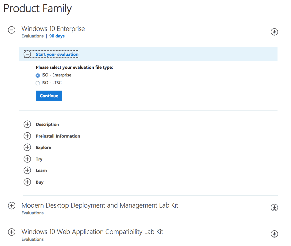 Select an evaluation type