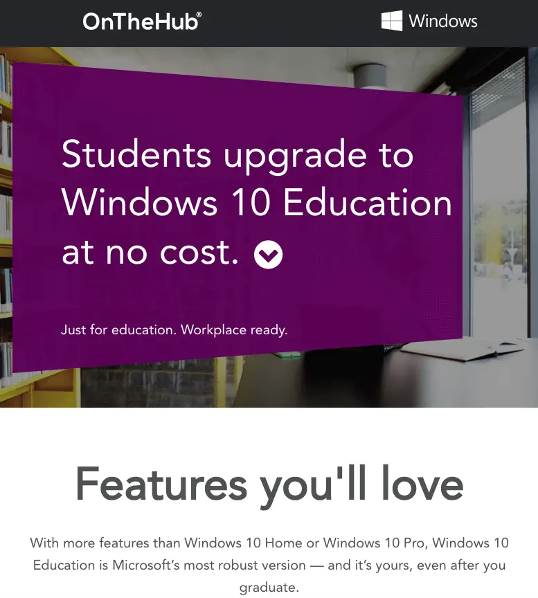 Students upgrade to Windows 10 Education at no cost