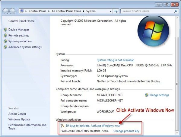  ativação do Windows 7 