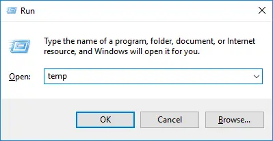 Access Temp folder in Windows 10