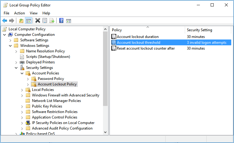 Account Lockout Policy