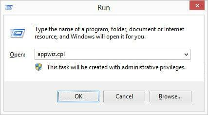 How to run appwiz.cpl