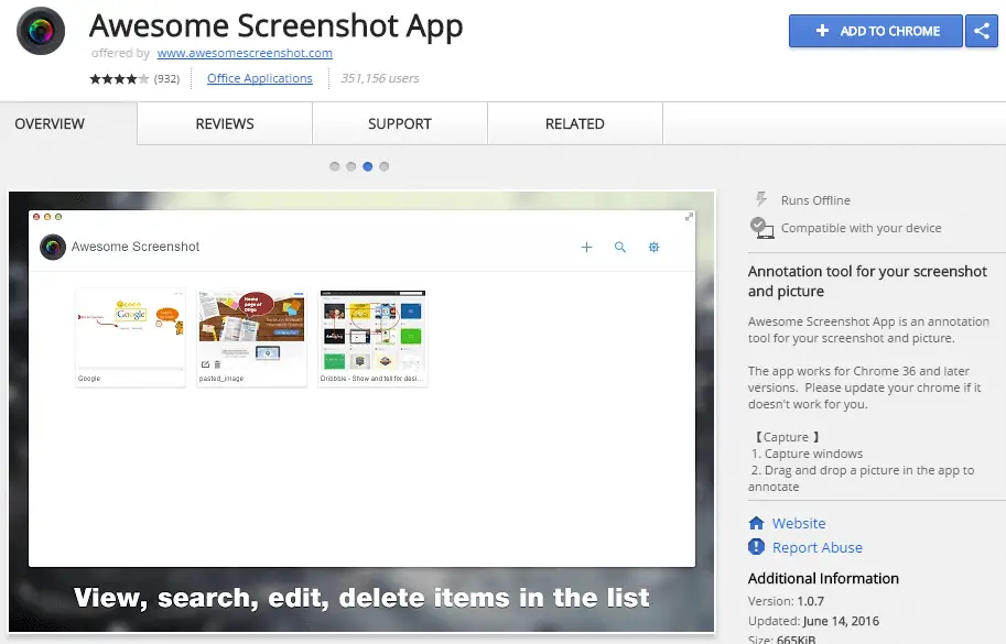 awesome screenshot app for chrome