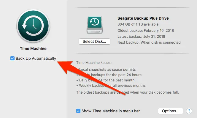 Back Up Automatically with Time Machine